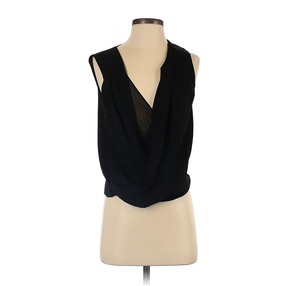 Diane von Furstenberg 0 Sleeveless Silk Top Womens Issie Two Faux Wrap Blouse